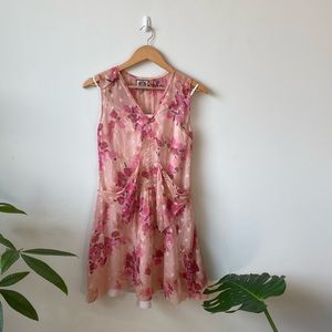 Juicy couture floral pink silk shift dress US2